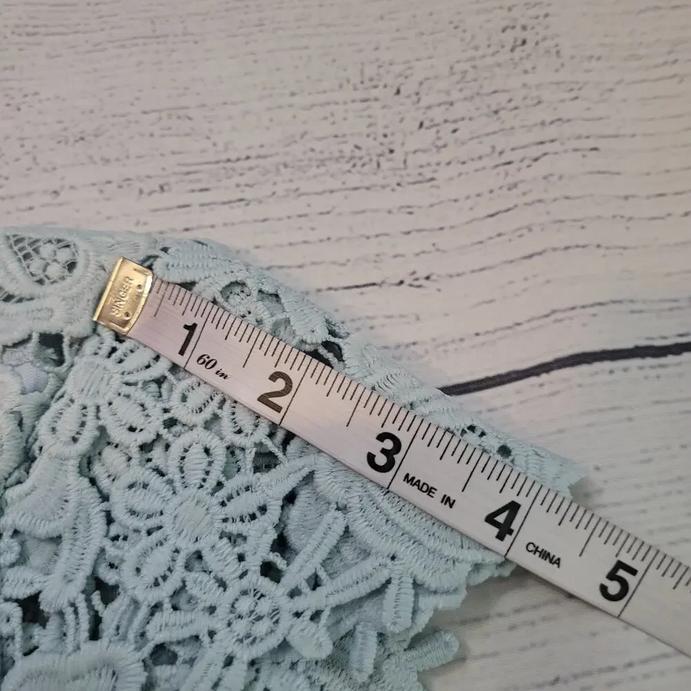 Lulus Size XS Lace Mini Dress Women Backless Romance Language Light Blue
